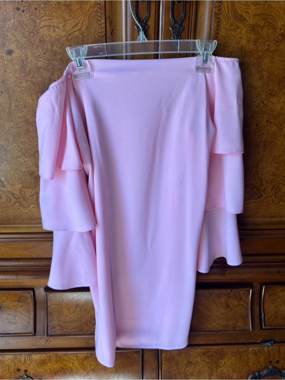 Necessary Objects Blush Pink Off-the-Shoulder Ruffle Sleeve Dress Size Medium